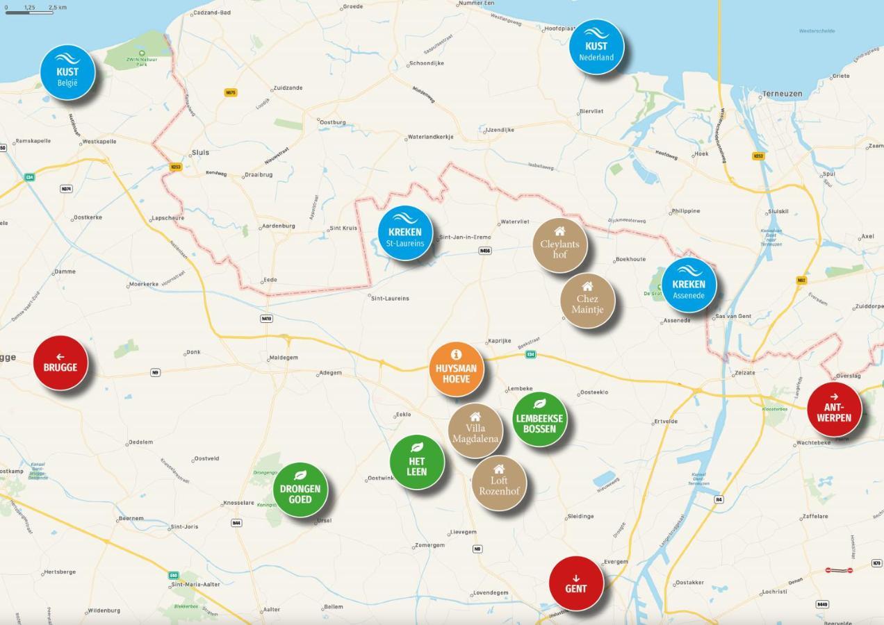 Vila Polderwoning 'Cleylantshof' Sint-Laureins Exteriér fotografie